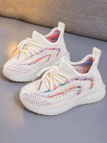 Girls Space Dye Breathable Drawstring Design Sporty Running Shoes For Outdoor