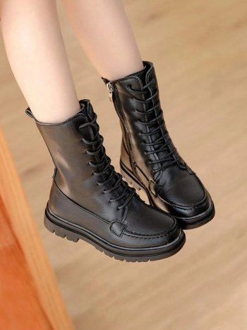Girls Minimalist Lace-Up Front Combat Boots