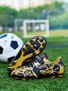 Kids' Soccer Shoes With Artificial Grass Surface, Closure, Anti-slip And Long Stud Design For Students