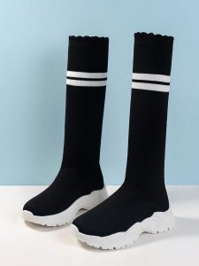 Medium & Large Kids' College Style High Socks Long Tube Boots For Autumn And Winter