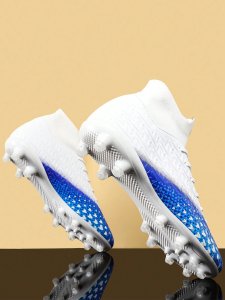 Kids' Four Seasons High-Top Soccer Shoes With Long Studs For Professional Training On Natural Grass Surface