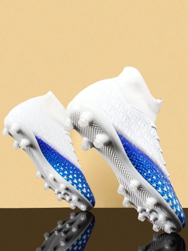 Kids' Four Seasons High-Top Soccer Shoes With Long Studs For Professional Training On Natural Grass Surface