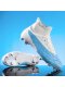 Professional Competition Sneakers For Teenagers, Outdoor Sports, Children's Spiked Soccer Shoes, 7-15 Years Old, Non-slip, Wear-resistant, Professional Training Sneakers, Blue And White